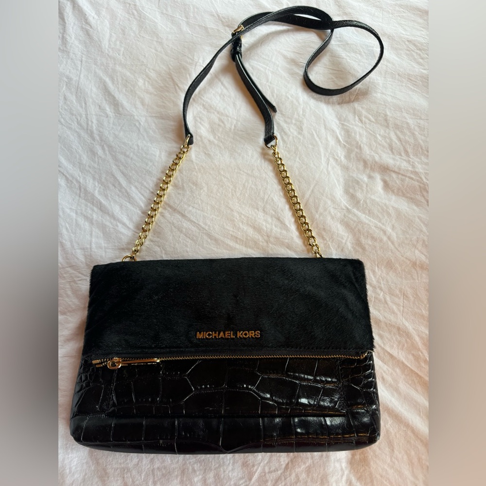 Michael Kors Limited Edition leather and calfskin crossbody bag.